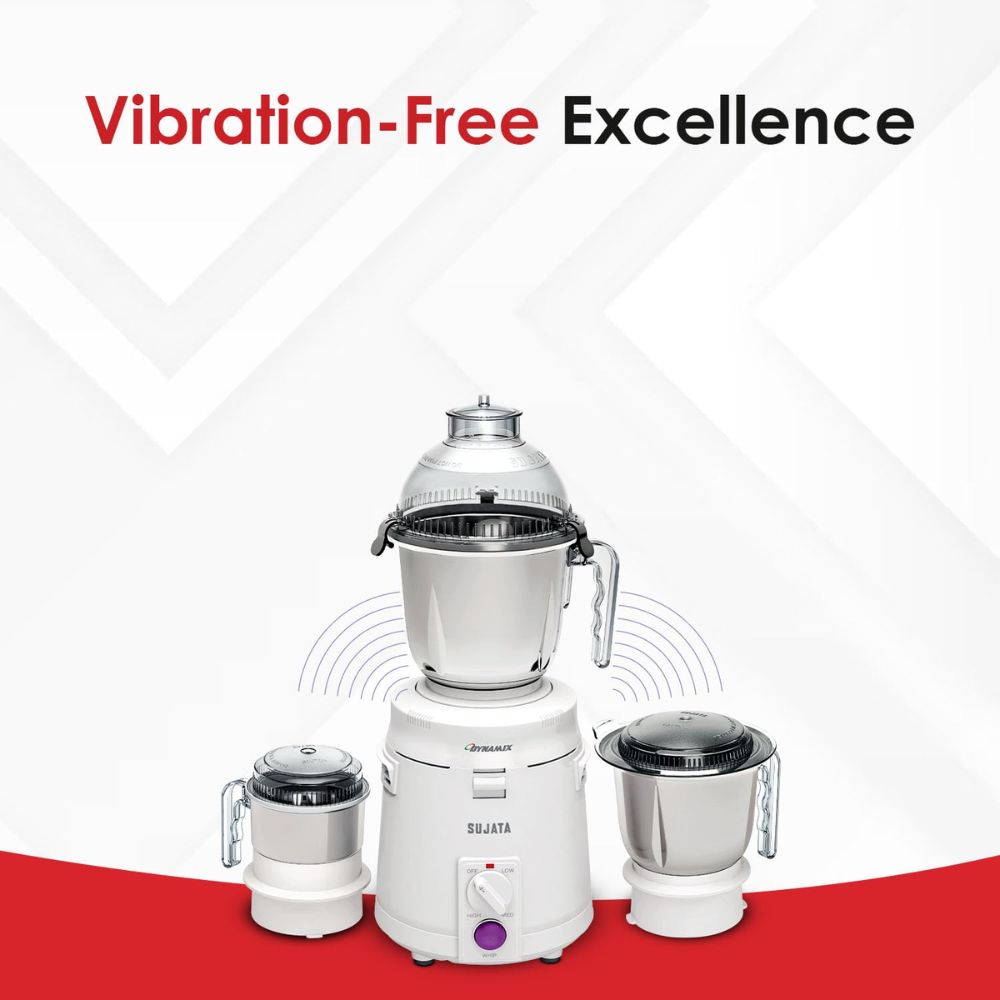 Sujata 900 Watts Stainless Steel, Mixer Grinder, 3 Versatile Jars (MG DYNAMIX, White)