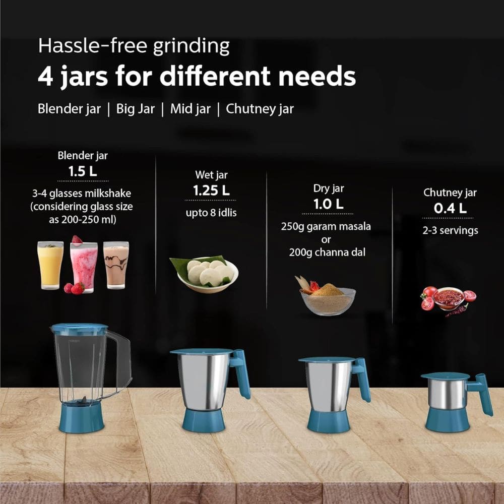 Philips 500 Watts Mixer Grinder with Jars (HL7536/00)