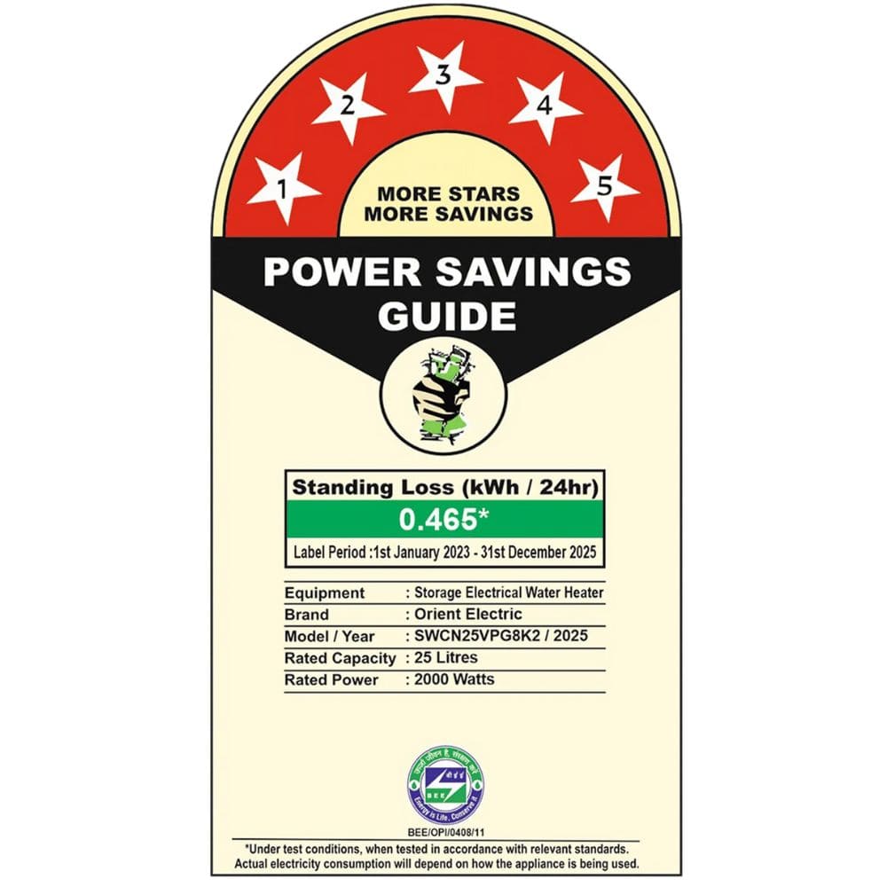 Orient Electric Aquator Neo 25L, 25 Ltrs Vertical Storage, 5 Star Water Heater  Geyser