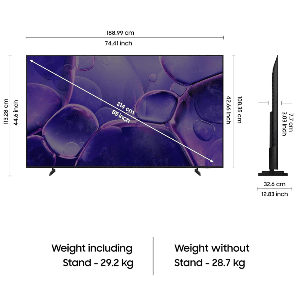 Samsung 85U8500F, 85 Inches Crystal 4K Ultra HD Smart LED TV, Black