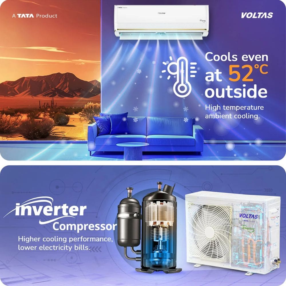 Voltas 1.5 Ton 3 Star Inverter Split Air Conditioner (SAC 183V VERTIS ZEPHYR GOLD)