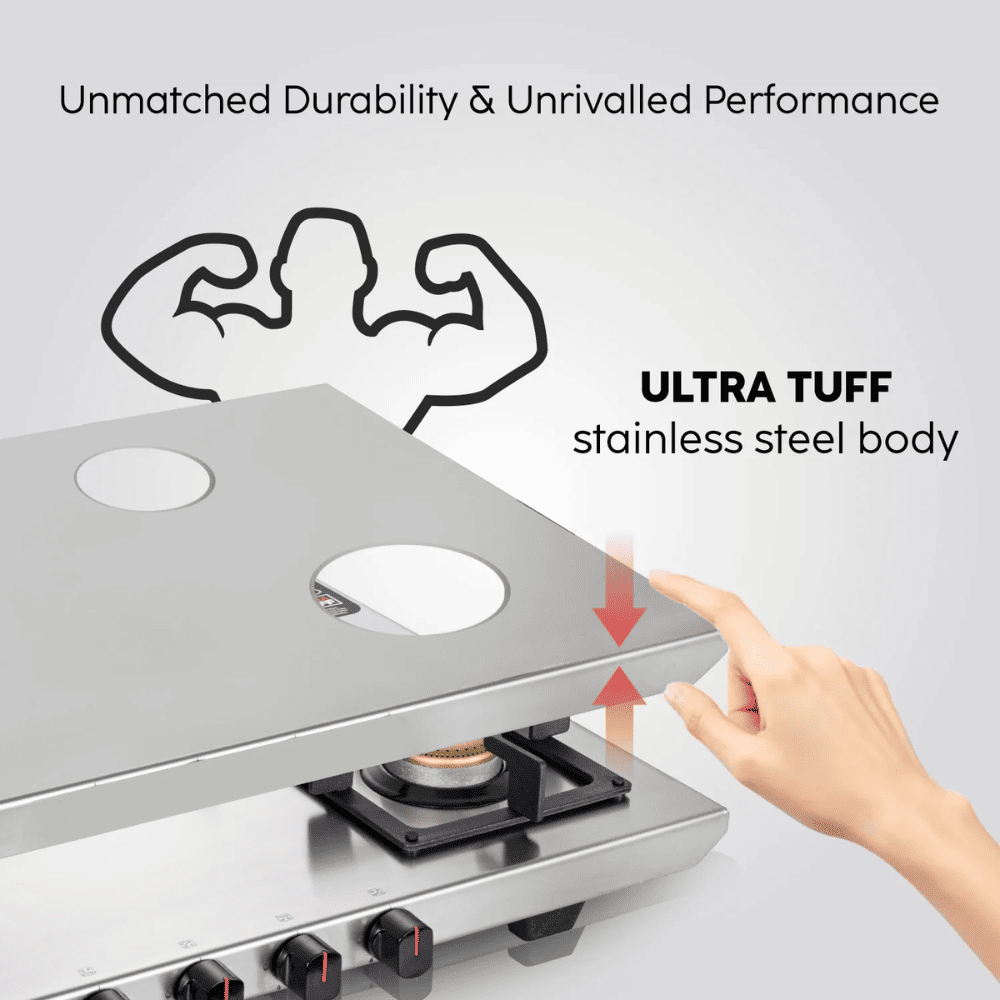 Glen Cooktop,1054 UT SS, 4 Burner cm Auto Ignition Glass Top Brass Burner 1 Big + 1 Medium + 2 small Gas Stove (Black)