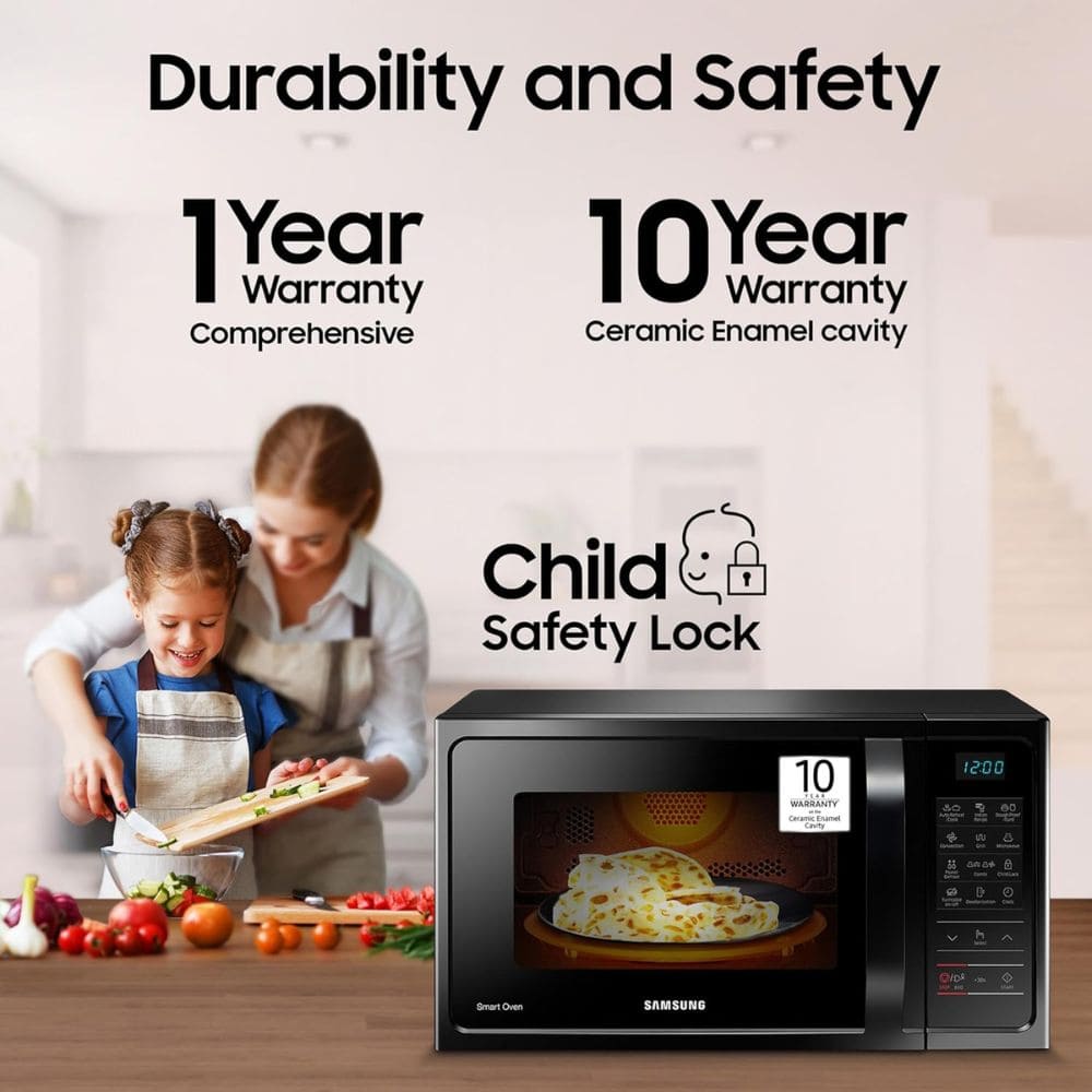 Samsung 28 Ltrs Stainless Steel Convection Microwave Oven with Curd Making (MC28A5013AK,Black)