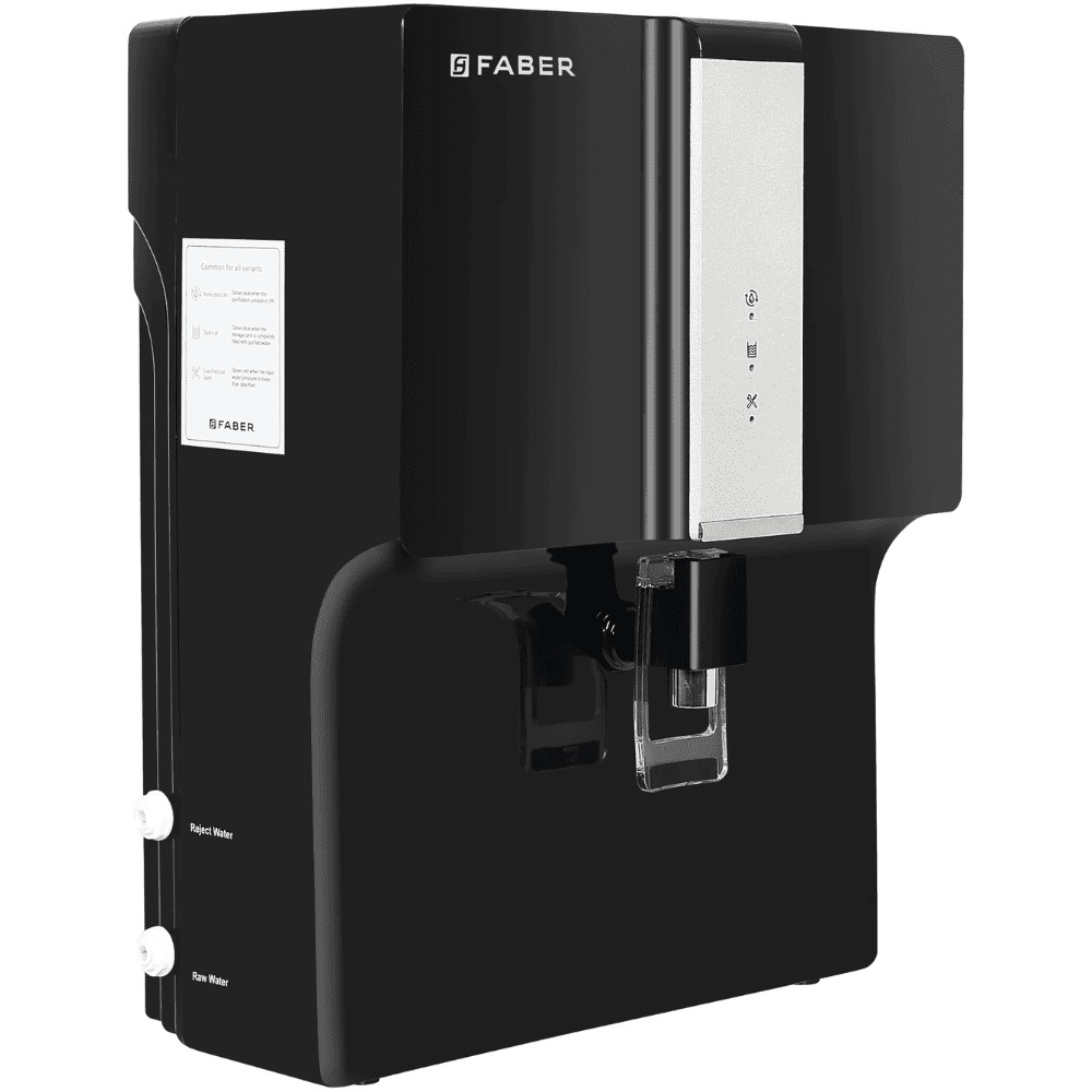 Faber XUV 8000 Alkaline, 7 Ltrs Storage RO + UV + UF Wall Mountable Water Purifier, Black
