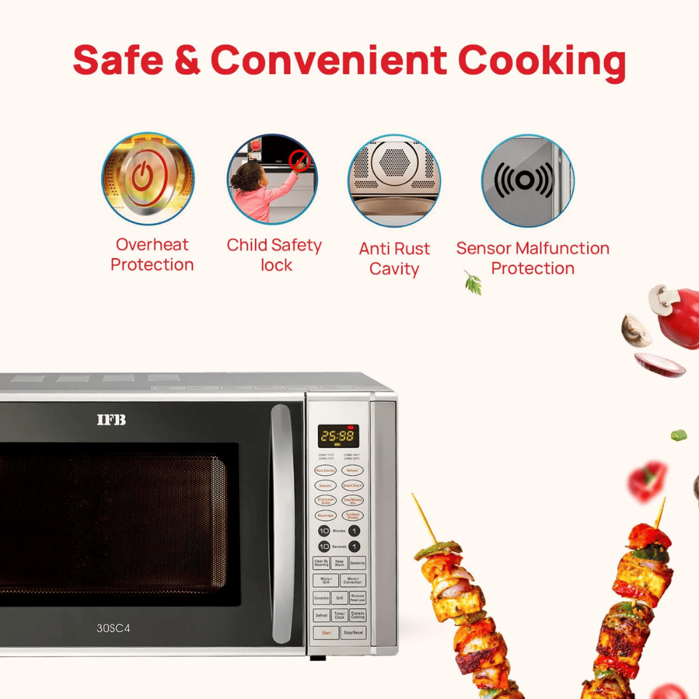 IFB 30 Ltrs Convection Microwave Oven Standard Floral Pattern (30SC4,Black)