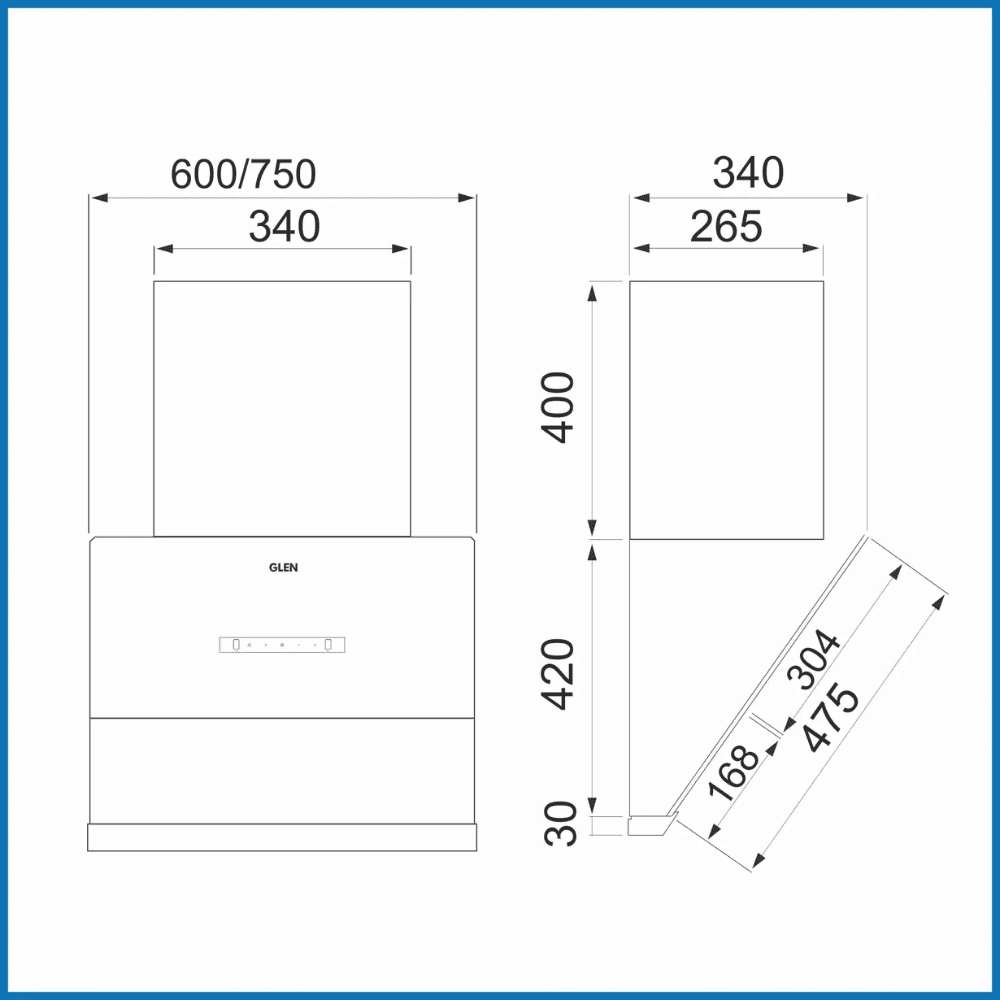 Glen 6065 BL MS, 75 cm 1400 m3/hr Auto Clean Wall Mounted Chimney, Filterless Technology with BLDC Motor (Black)