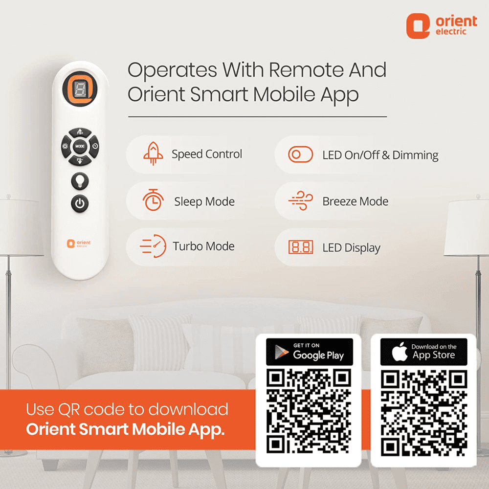 Orient AEROSLIM, 1200mm 3 Blade Decorative Metallic Ceiling Fan