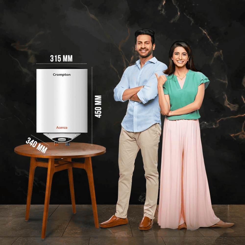 Crompton 15 Ltrs Storage Wall Mounting Water Heater Geyser (Acenza15L, White)