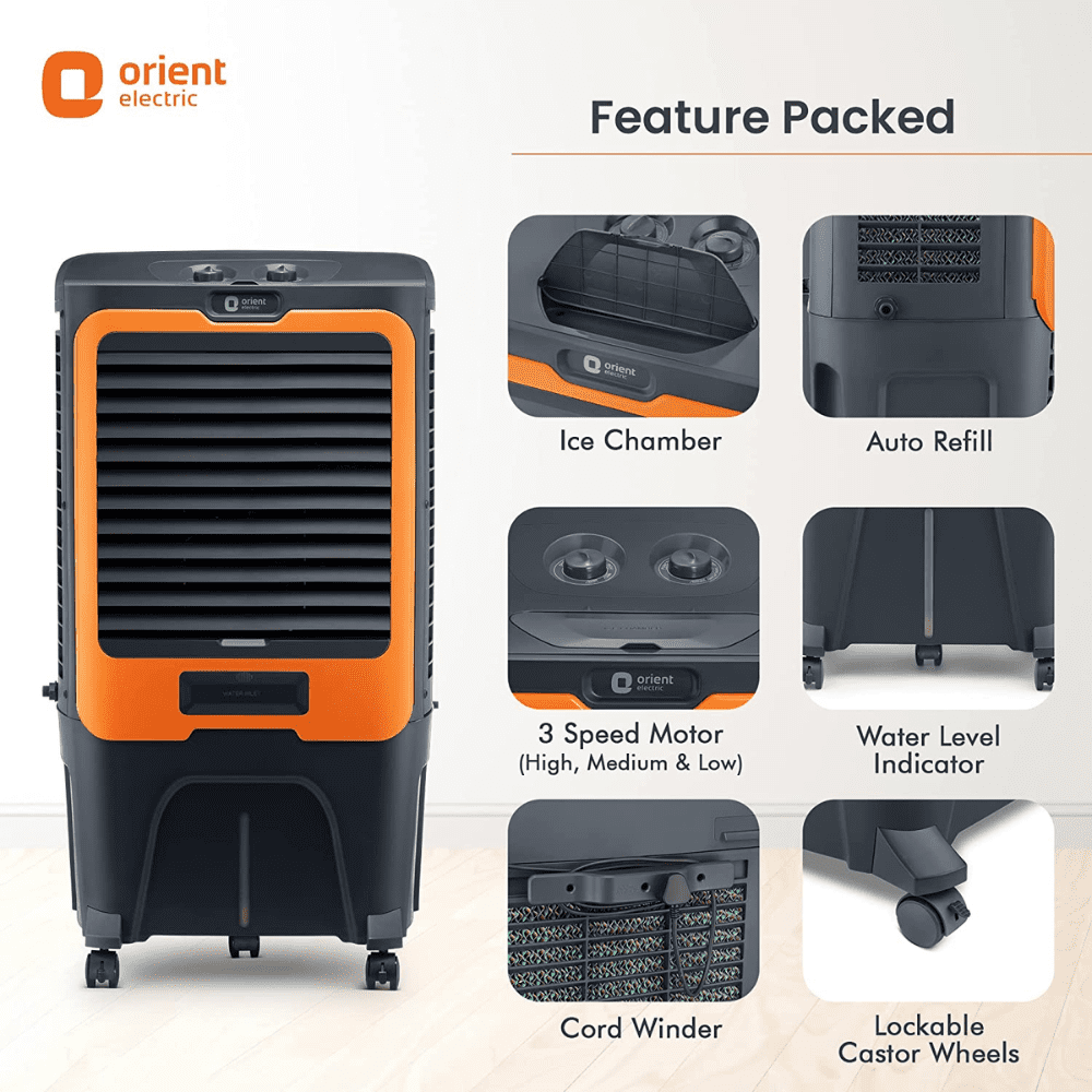 Orient 50 Ltrs Desert Air Cooler (CD5003H, Grey & Orange)