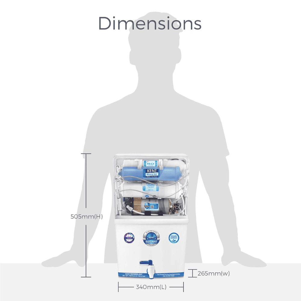 Kent Elegant, 8 Ltrs Storage RO + UF + TDS Control + UV LED Tank Water Purifier, White