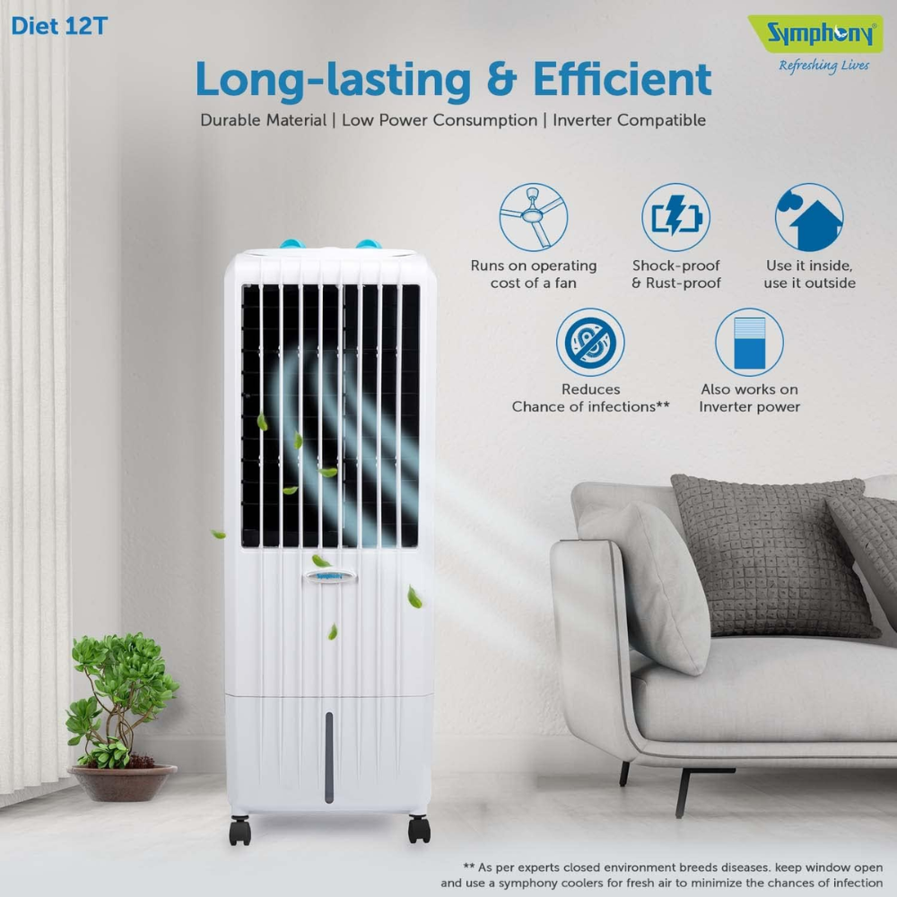 Symphony 12 Ltrs Diet Tower Air Cooler (DIET12T)