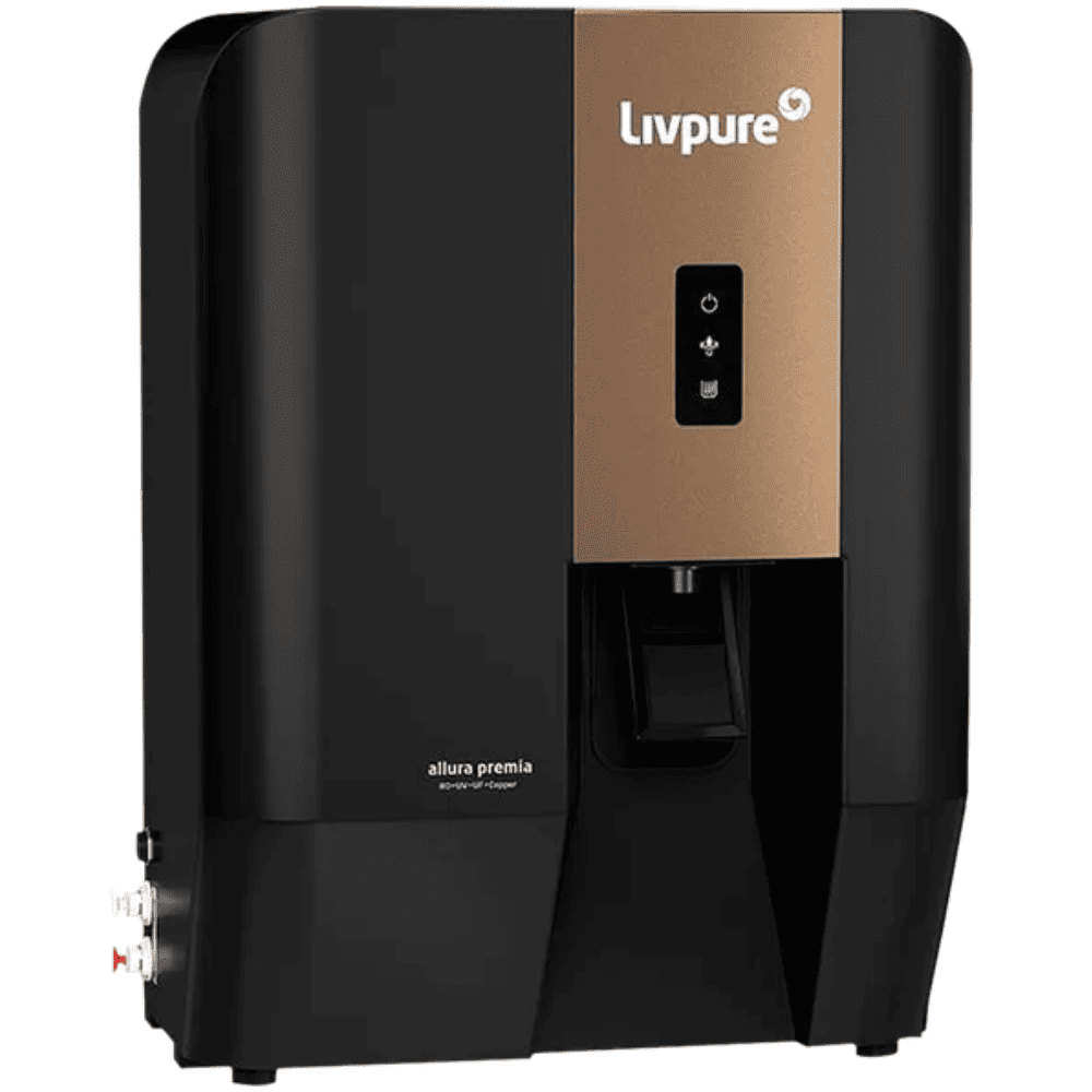 Livpure Allura Premia, 7 Ltrs Storage RO + UV + UF Wall Mountable Water Purifier, Black