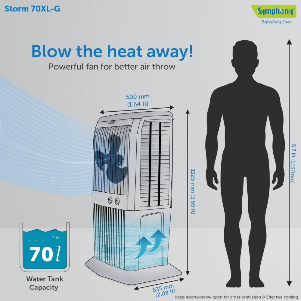 Symphony 70 Ltrs Tower Air Cooler (STORM-70XL)
