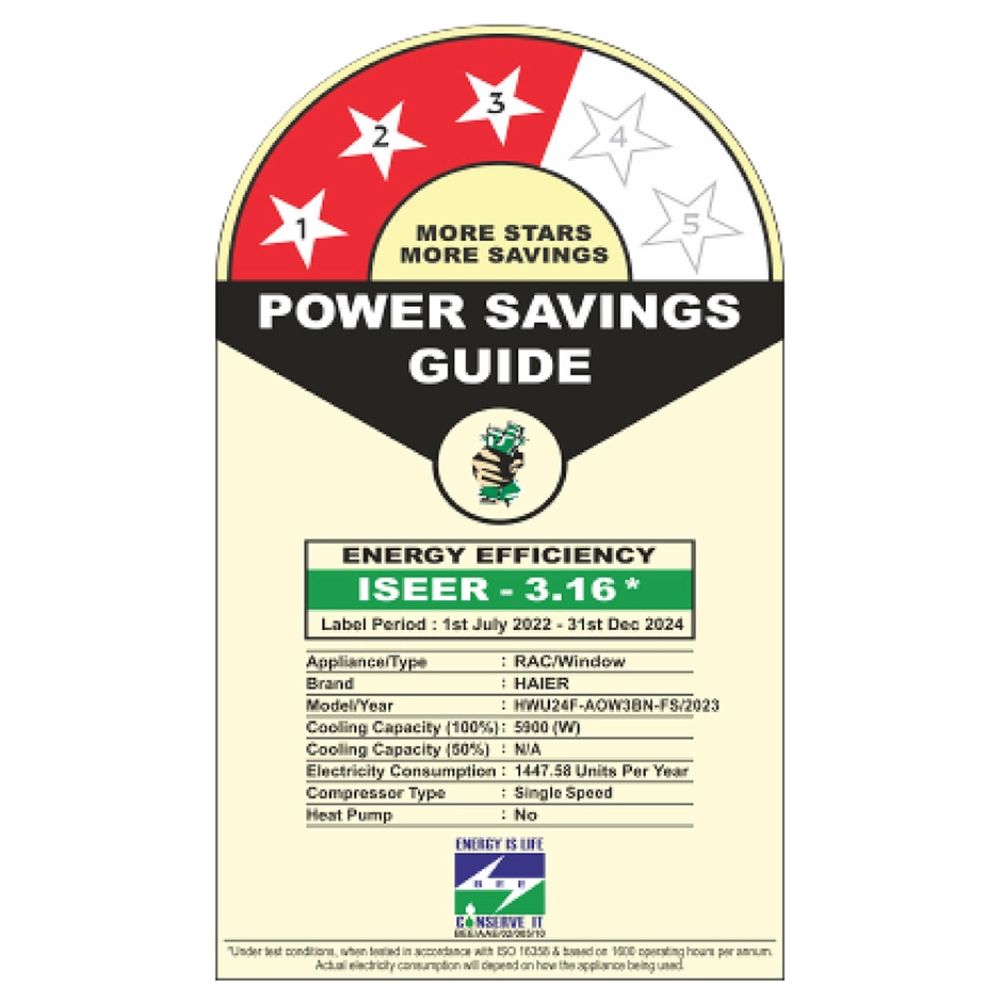 Haier 2.0 ton 3 Star Fixed Speed Window Air Conditioner (HWU24F-AOW3BN-FS)