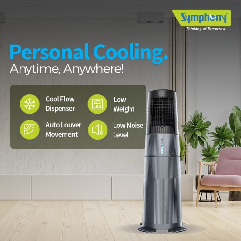 Symphony 6 Ltrs Personal Pedestal Cooling Fan Air Cooler (Duet i-S)
