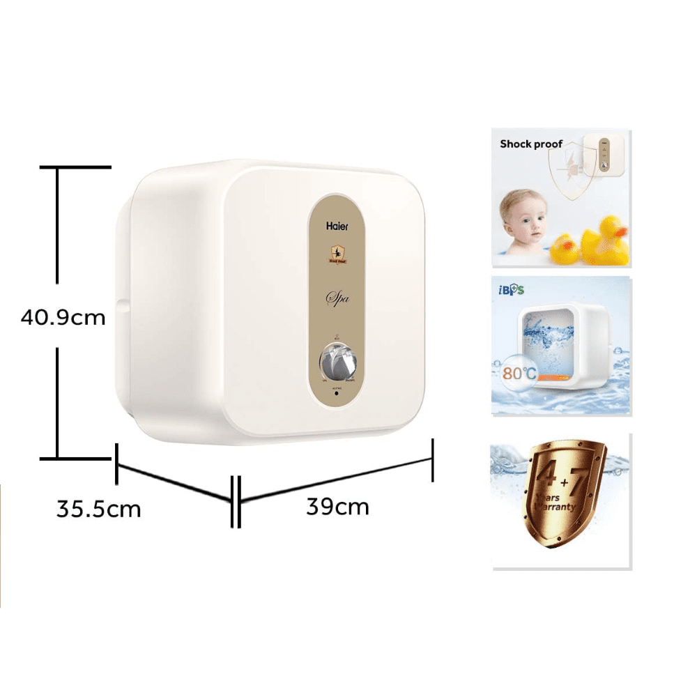 Haier 15 Ltrs Vertical Storage, Wall Mounting Water Heater Geyser (ES15V-S1, White)