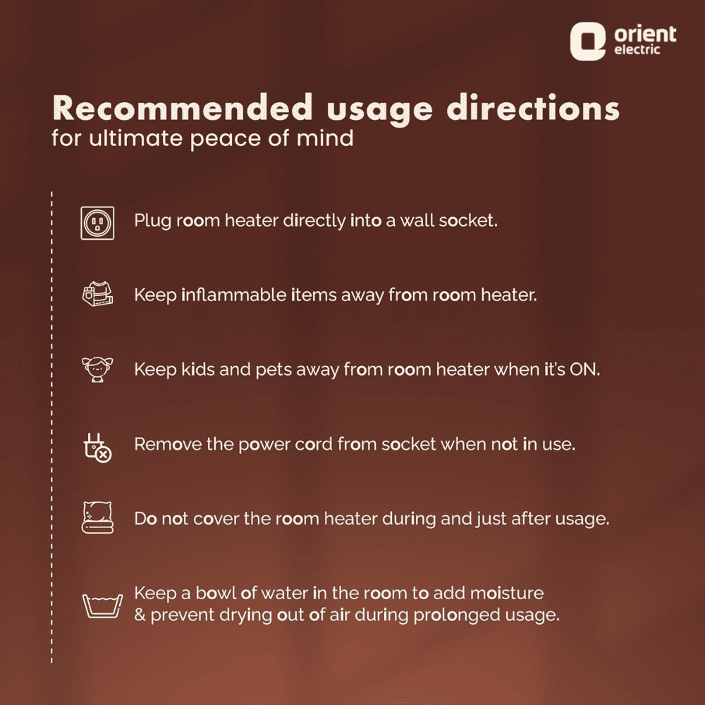 Orient 2000 Watts Electric Heat Convector Compact Room Heater (HC2004D, Black)