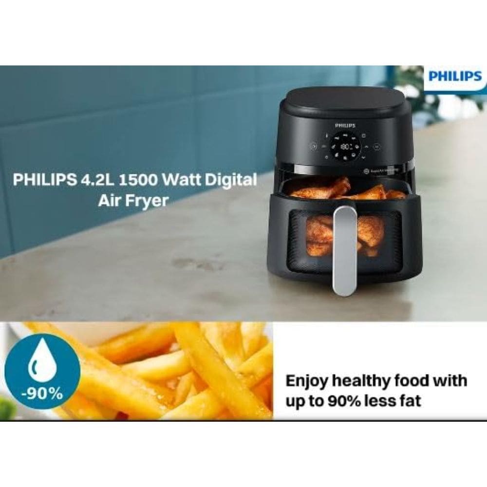 Philips 4.2 Litres 1500 Watt Digital Air Fryer with Rapid Air Technology (NA221/00, Black)