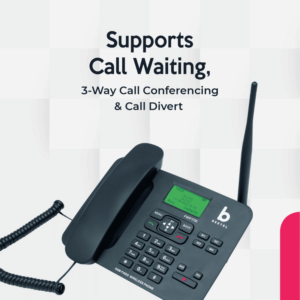Beetel F2K, GSM Fixed Wireless Landline Phone, LCD Display, Black