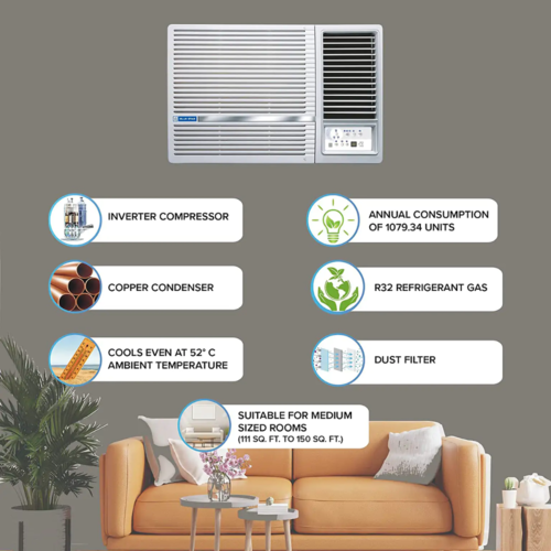 Blue Star 1.5 ton 5 Star Window Air Conditioner (WIE518LXU, WIB518GN)