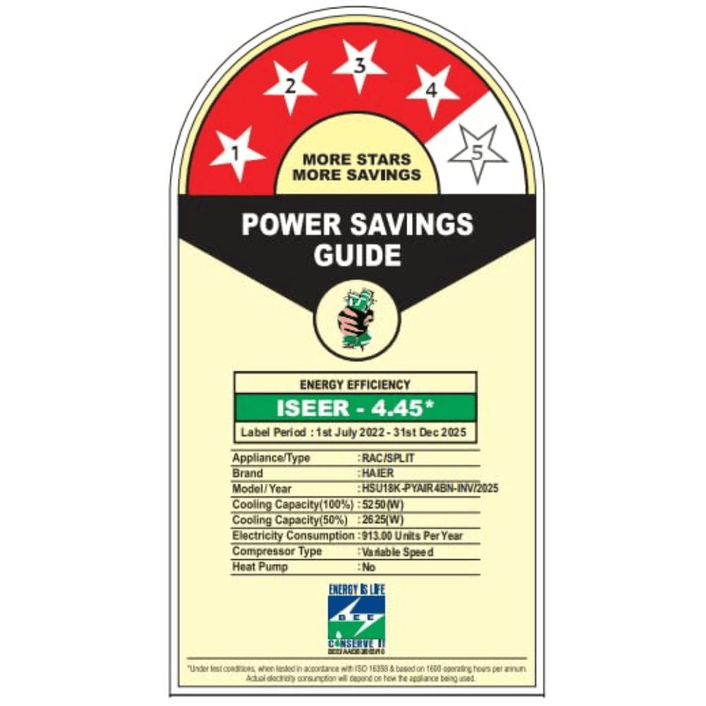 Haier 1.5 Ton 4 Star Inverter Split Air Conditioner (HS18K-PYAIR4BN-INV)