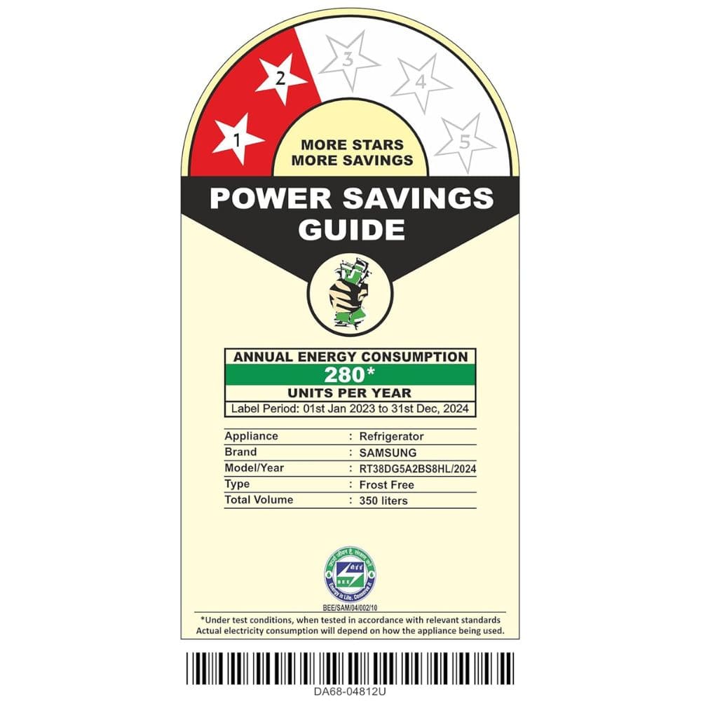 Samsung 250 Ltrs 2 Star, Digital Inverter Frost Free, Double Door Refrigerator (RT38DG5A2BS8)