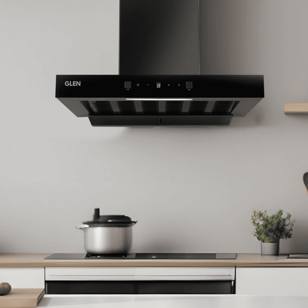 Glen 6052 DI BL ACL, 60 cm 1200 m3/hr Auto Clean Filter less Kitchen Chimney (Black)