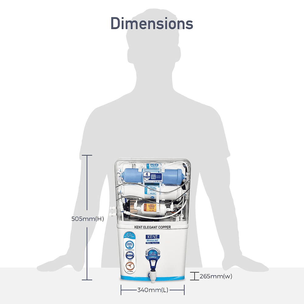 Kent Elegant Copper, 8 Ltrs RO+UF + Copper + TDS Control Wall Mountable Water Purifier, White