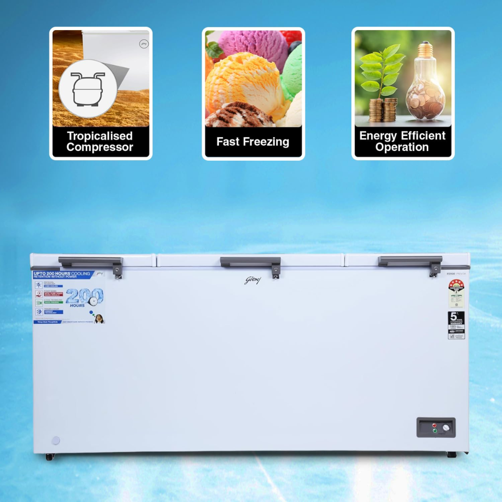 Godrej DH EPENTA 625E 3HCN RW, 600 Ltrs Triple Door Convertible Deep Freezer, White
