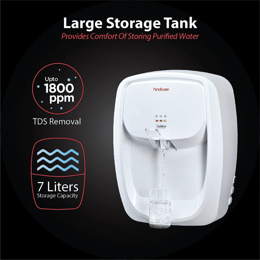 Hindware 18072NFN CALISTO, 7 Ltrs Storage RO + UV + UF Wall Mountable Water Purifier, White