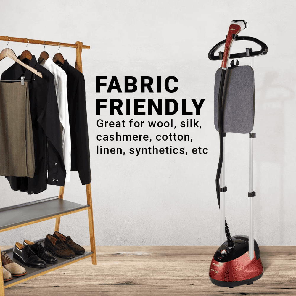 Inalsa SWIFTIX, 2000 Watts Standing Garment Steamer with Double Pole (White & Pink)