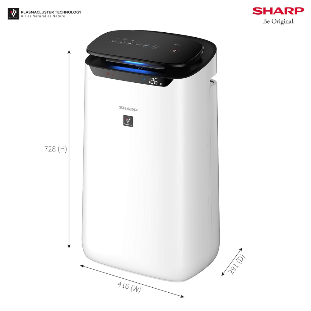 Sharp FP-J60M-W, Anti-Pollen Mode with High Density Plasmacluste Technology, Air Purifier (HEPA 14 filter, White)
