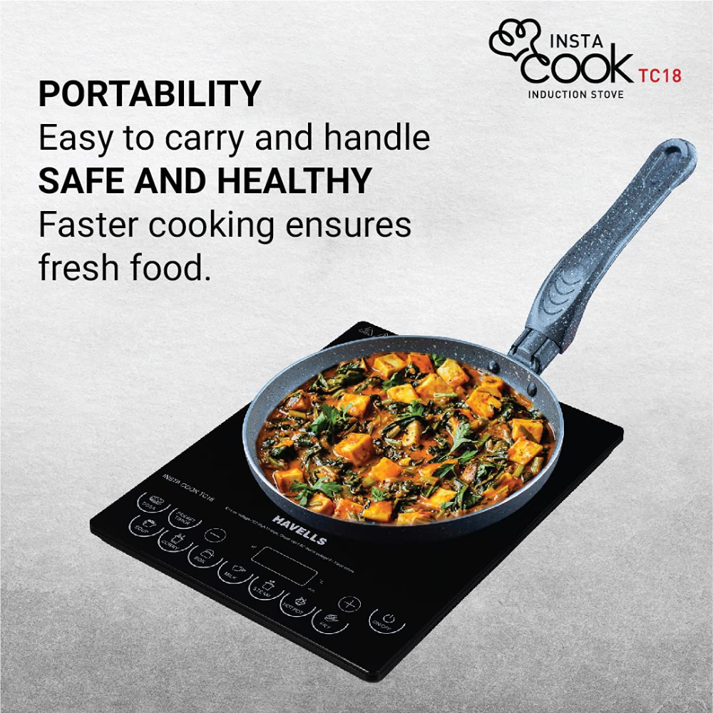 Havells Ghcicdqk180, 1800 Watts INSTA Induction Cooktop, Black