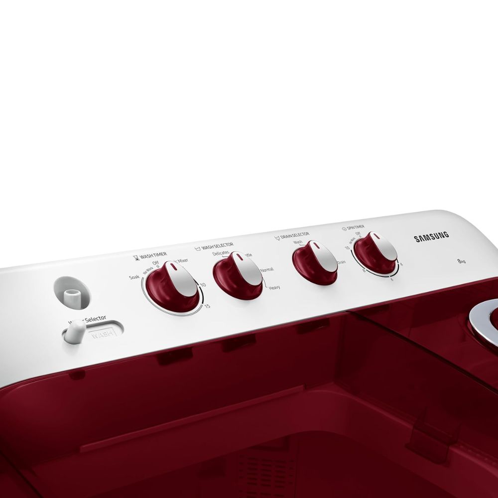 Samsung 8 Kg 5 Star Semi Automatic Top Load Washing Machine (WT80C4000RR, Red & White)
