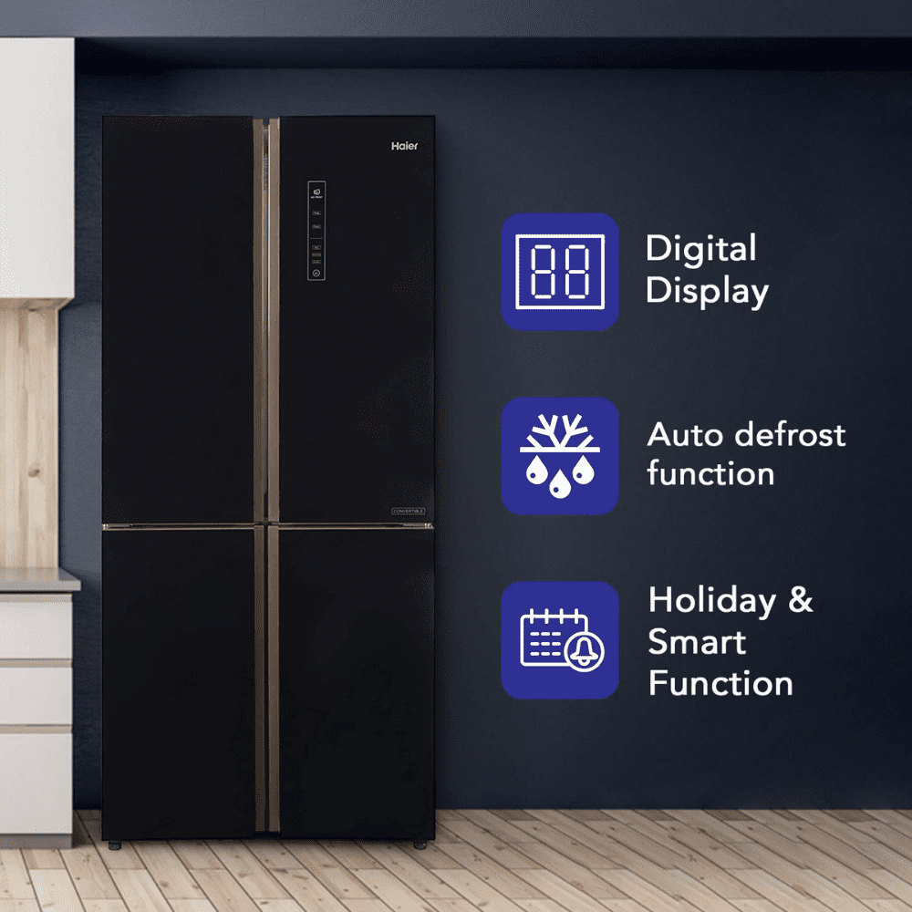 Haier 531 Ltrs 2 Star Inverter Frost Free Side by Side Refrigerator, HRB-550KG, Black