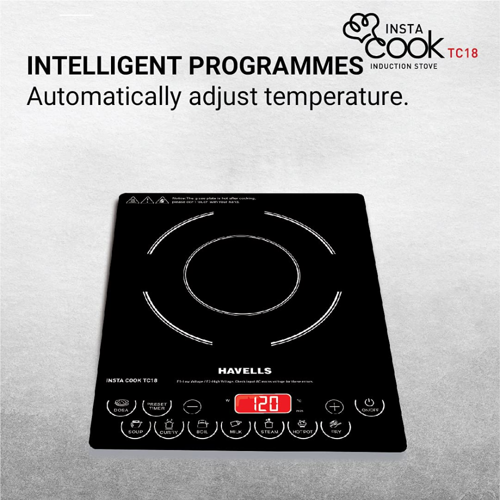 Havells Ghcicdqk180, 1800 Watts INSTA Induction Cooktop, Black