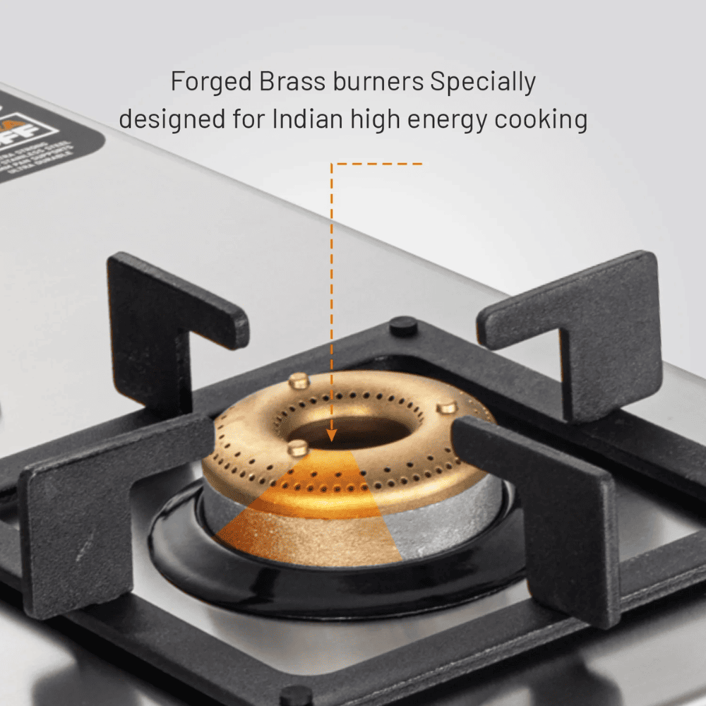 Glen Cooktop,1054 UT SS, 4 Burner cm Auto Ignition Glass Top Brass Burner 1 Big + 1 Medium + 2 small Gas Stove (Black)