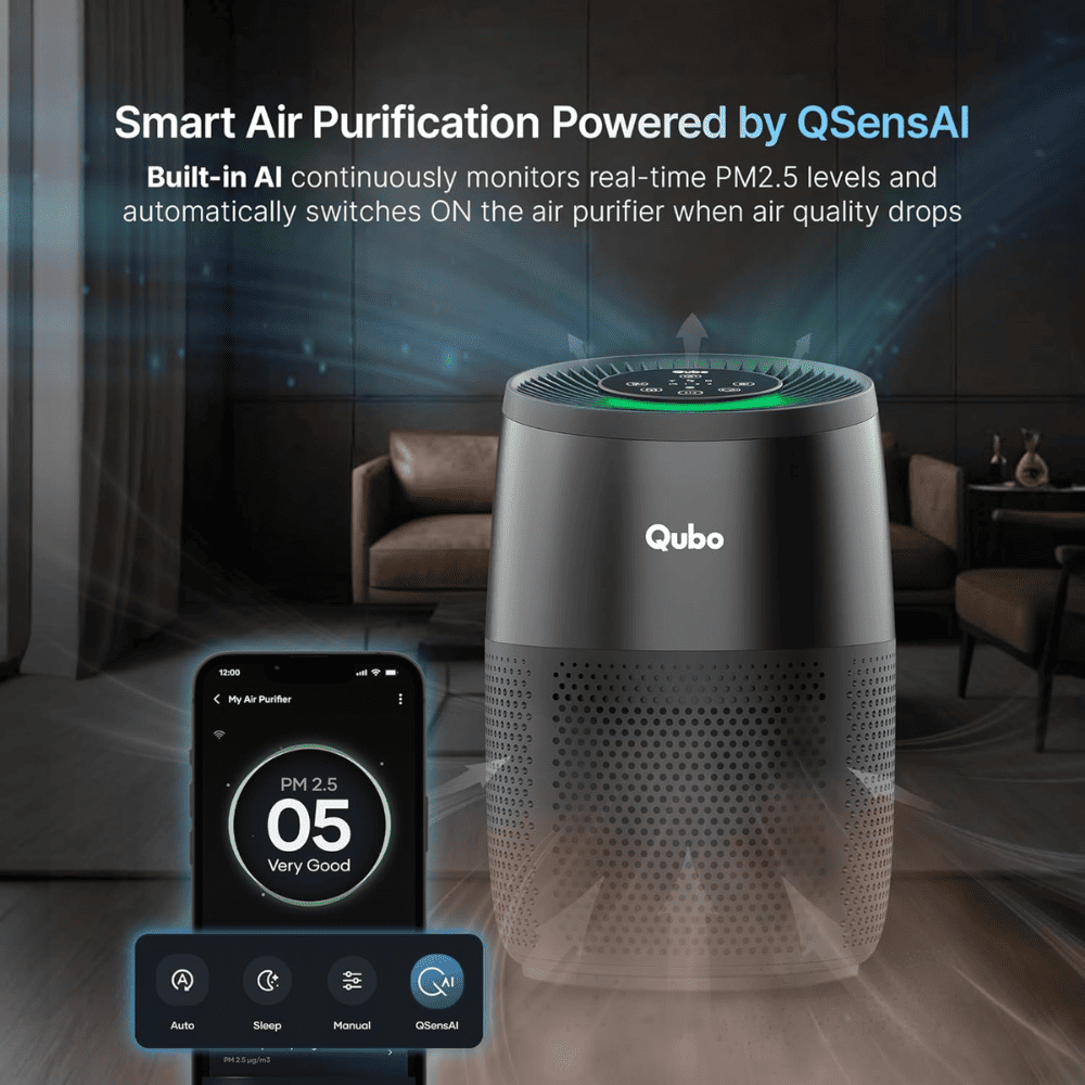 Qubo R250 Smart Room Air Purifier with HEPA 13 Filter (250 Sqft, Black)