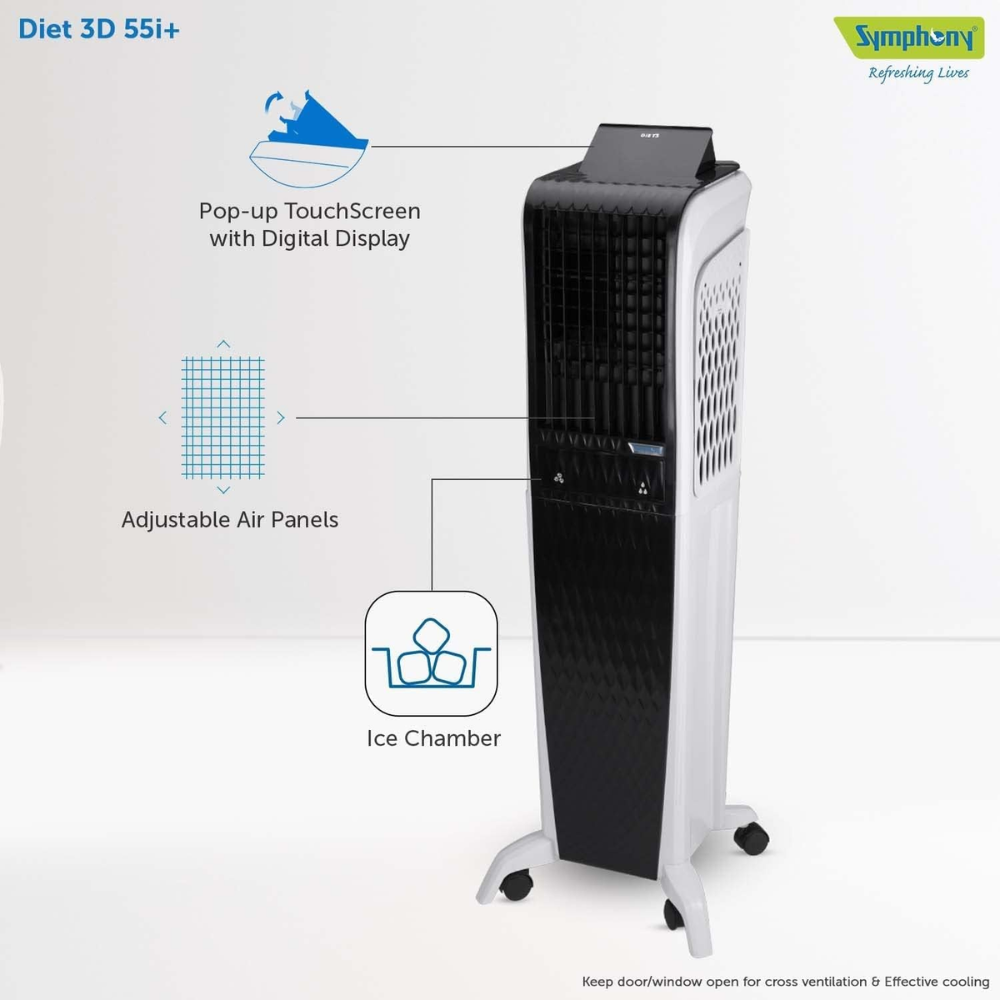 Symphony 55 Ltrs Diet 3D i+ Portable Tower Air Cooler (DIET3D55I+)