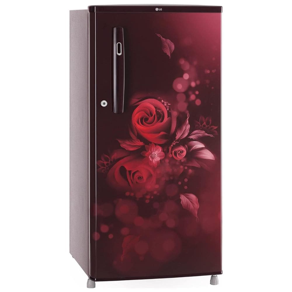 LG 190 Ltrs 2 Star Inverter Direct Cool Single Door Refrigerator Glass Shelves (GL-B199OSEC, Scarlet Jasmine)