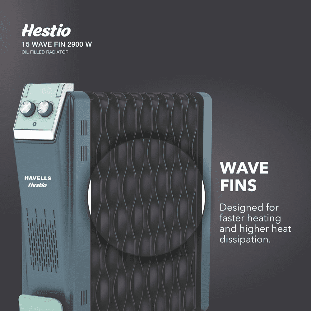 Havells 15 Wave Fins, 2900 Watts Oil Filled Radiators, Room Heater (GHROFCTN290, Hestio Ofr15)