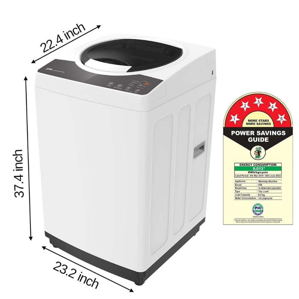 IFB 6.5 Kg 5 star Fully-Automatic Top Load Washing Machine Appliance (TL-REW 6.5KG AQUA, Silver)