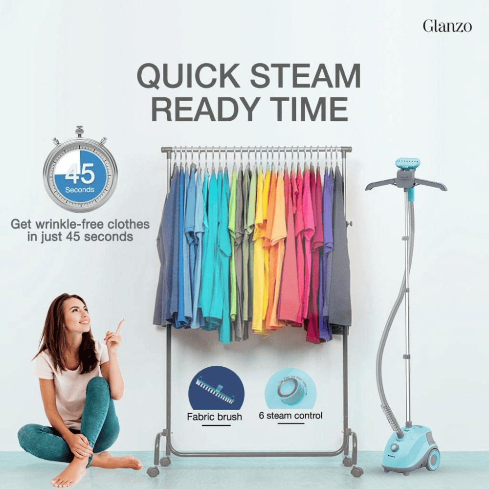Havells Glanzo, 1650 Watts Garment Steamer (Blue And Grey)