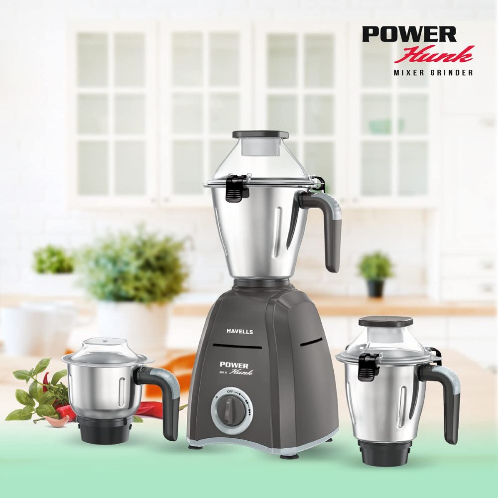 Havells MG POWER Hunk, 800 Watt 3 Jars Mixer Grinder (Black)