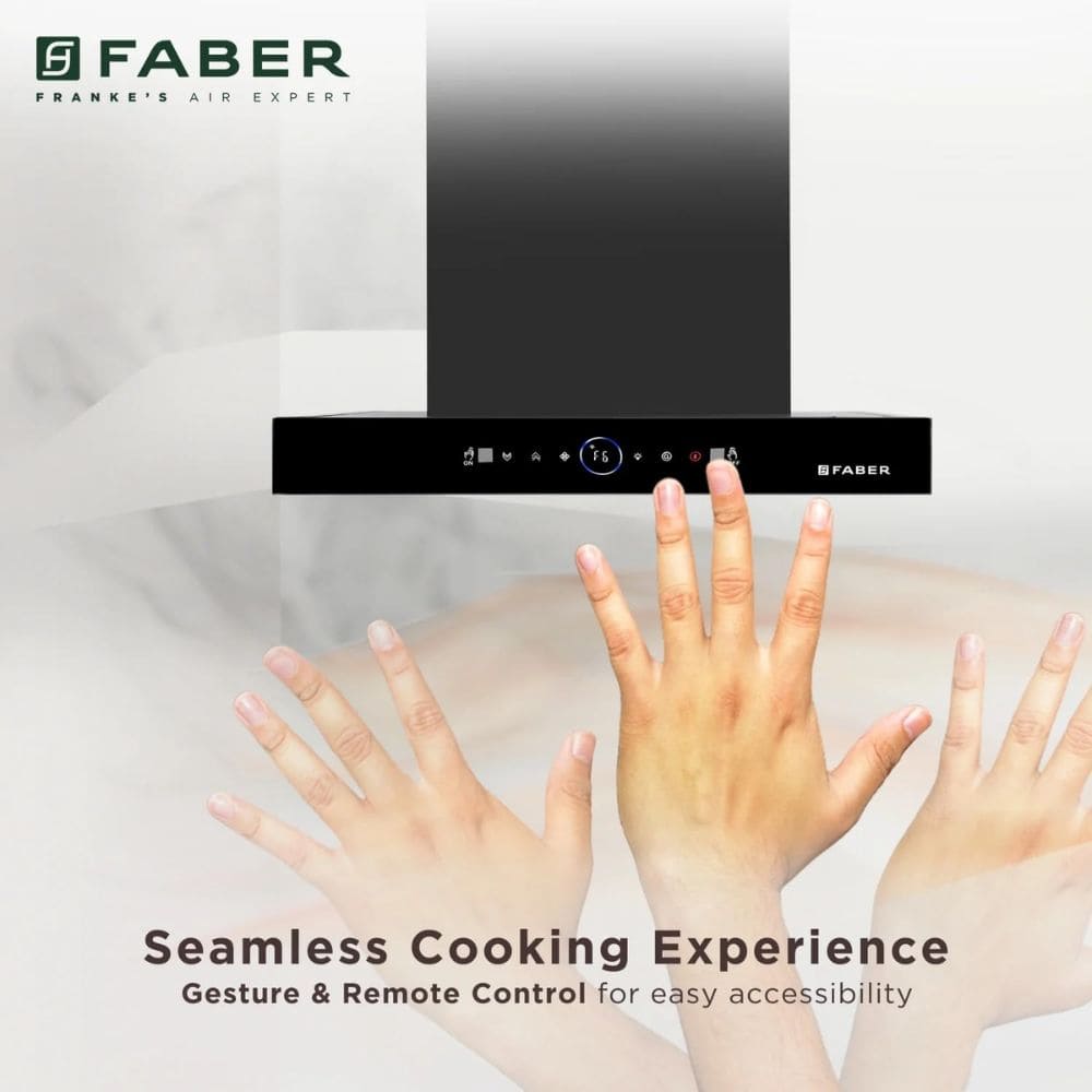 Faber HOOD DAZZELE BLDC FL HC, 60 cm 1500 m3/hr Auto Clean Wall Mounted curved glass Kitchen Chimney (Black)