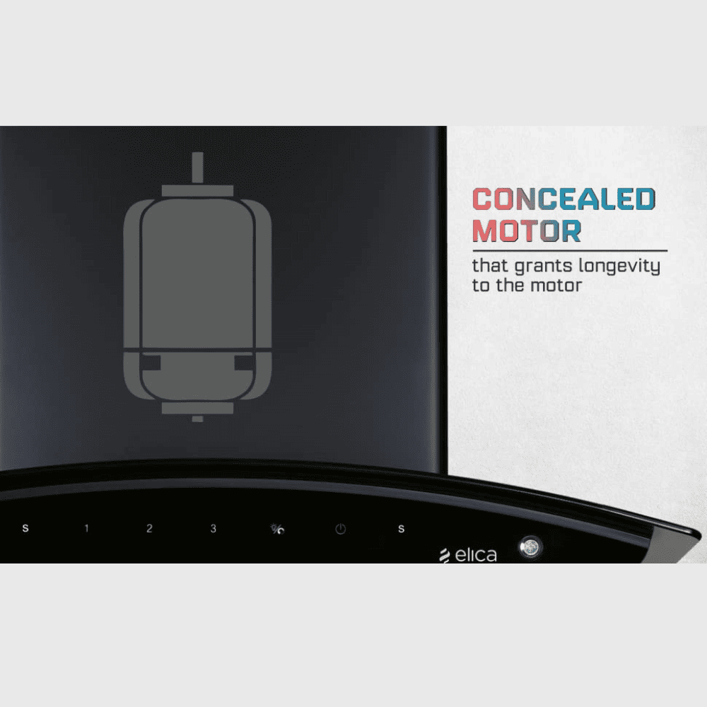 Elica BF 600 SLIM HAC MS NERO, 60 cm 1200 m3/hr Auto Clean Wall Mounted Kitchen Chimney (Black)