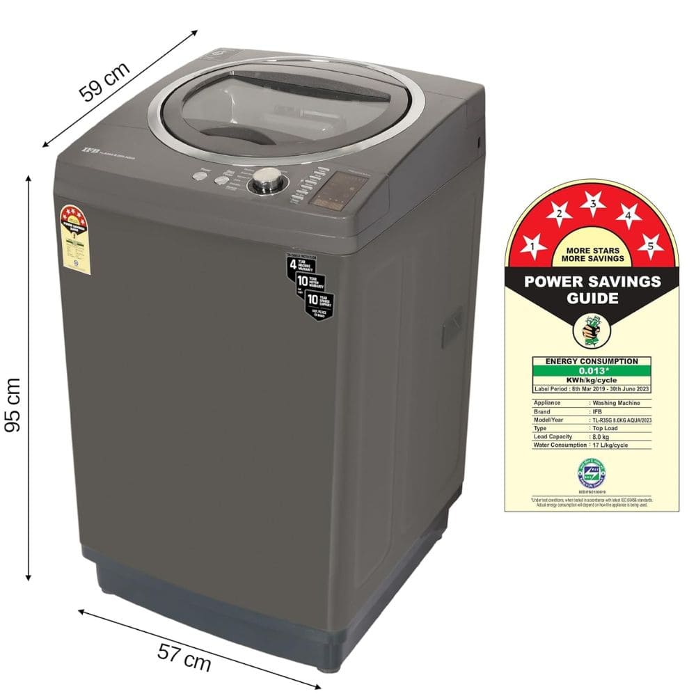 IFB 8 Kg 5 star Fully-Automatic Top Load Washing Machine (TL-R3SG 8.0KG AQUA, Grey)
