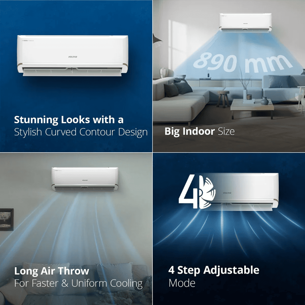 Voltas 1.5 Ton 3 Star Inverter Split Air Conditioner (183V Vectra Zen Gold 890 MM)