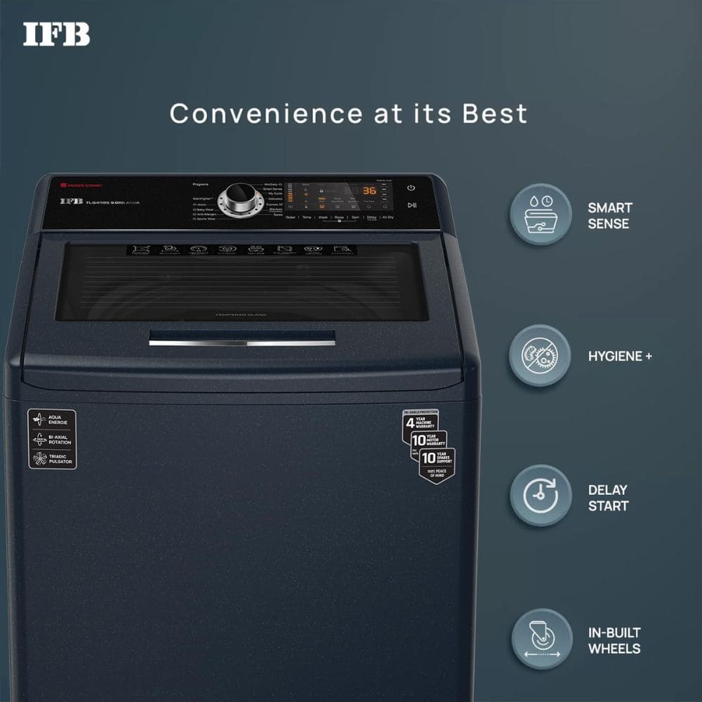 IFB 9 Kg 5 star Fully-Automatic Top Load Washing Machine (TL-S4RBS 9.0KG AQUA, Black