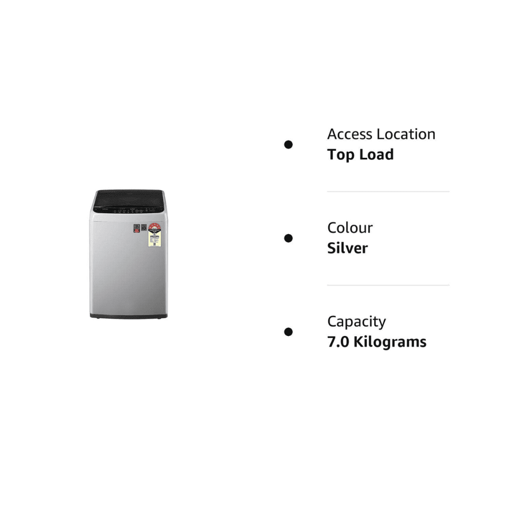 LG 7 Kg 5 Star Fully-Automatic Top Load Washing machine (T70SPSF1ZA, Silver)